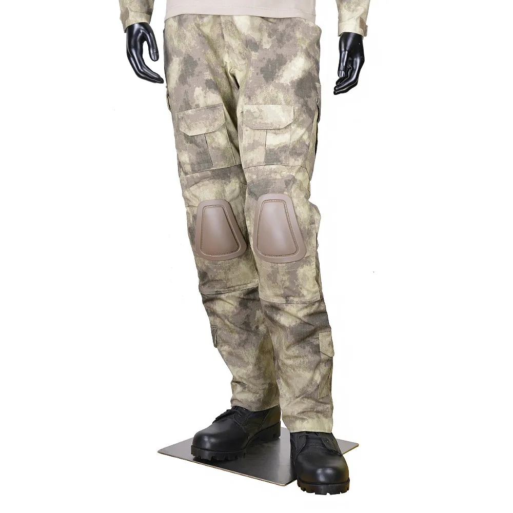 A-TACS Gen2 Airsoft BDU Униформа тактические боевые брюки с наколенниками мужские камуфляжные брюки армейское снаряжение военные охотничьи брюки - Цвет: A-TACS