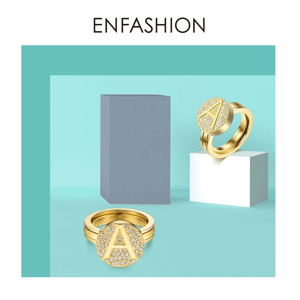 Кольцо с инициалом Enfashion женское из нержавеющей стали кольцо буквой золотого