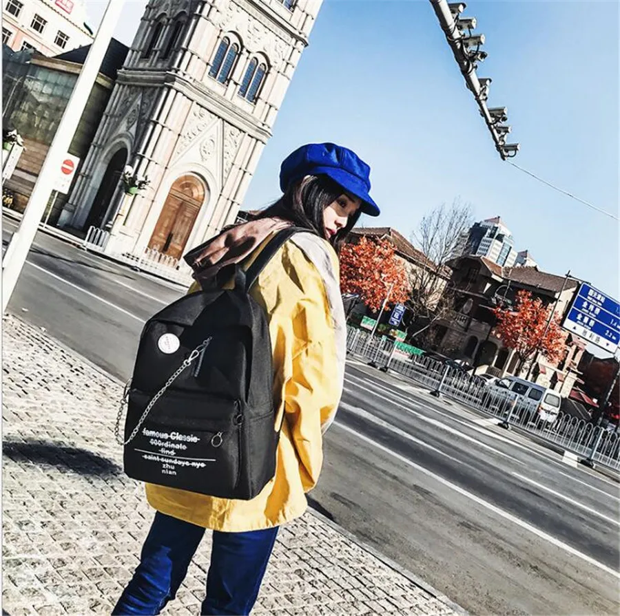 Школьные рюкзаки Trend цепь рюкзак женский панк в стиле хип-хоп Оксфорд
