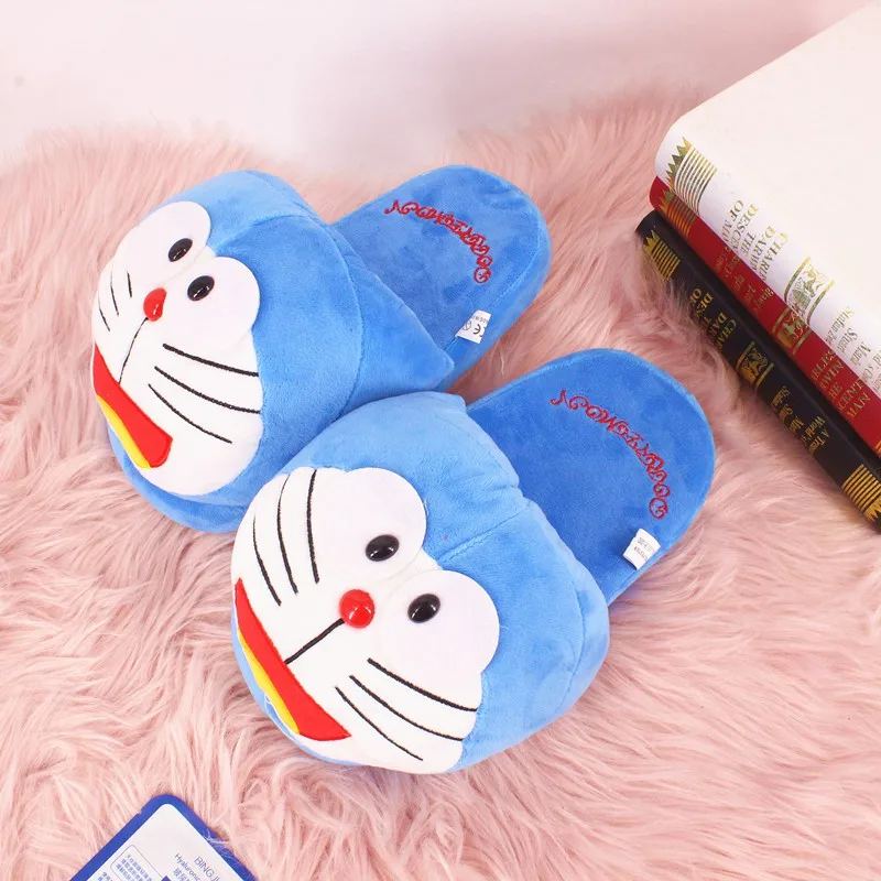 DDM Doraemon/хлопковые тапочки; домашние тапочки; зимняя женская обувь с героями мультфильмов; пушистые Тапочки - Цвет: DDM