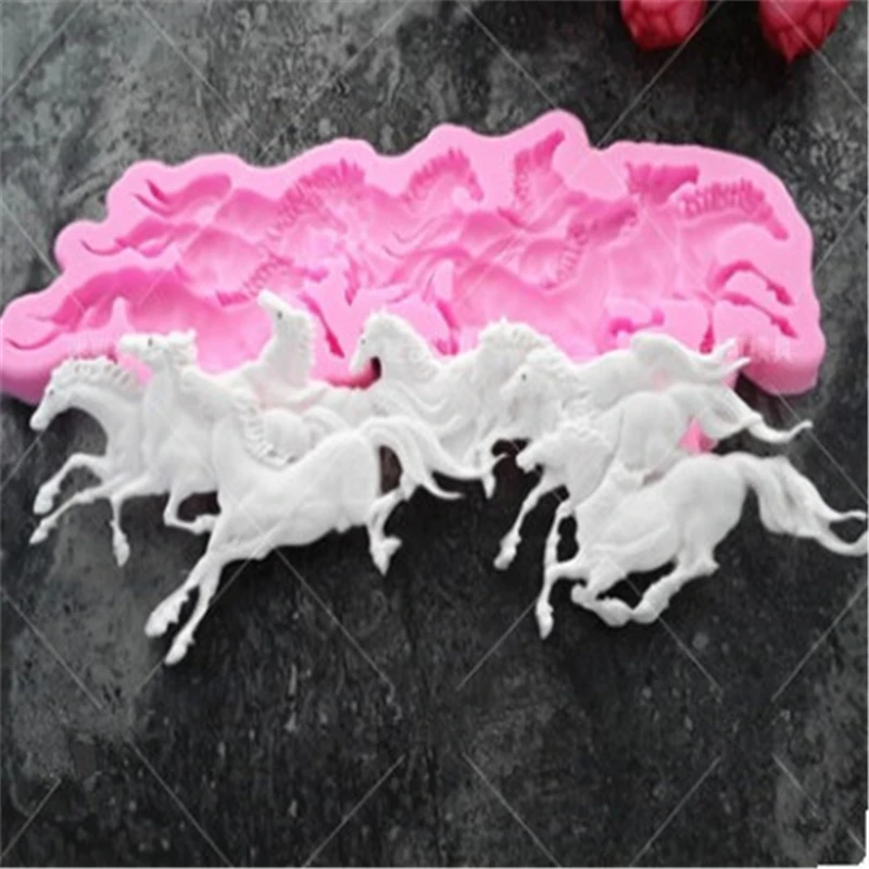DIY New Arrival Eight Running Pony Horse Shape Silicone Cake Molds Fondant Sugar cake Moulds Kitchen Accessories To Mean Success | Дом и сад