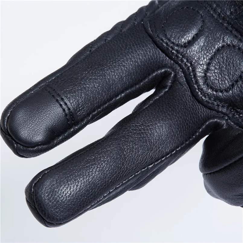 Перчатки мужские из натуральной кожи с перфорацией и сенсорным экраном|motorcycle gloves
