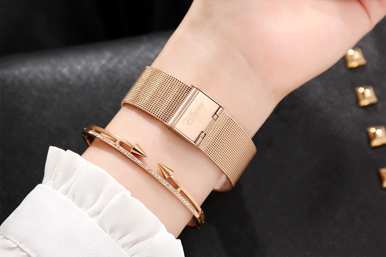 Disney Mickey Mouse Women Watches Top Luxury Quartz Wristwatches For Woman Stainless Steel Band Ladies Watch Montre Femme