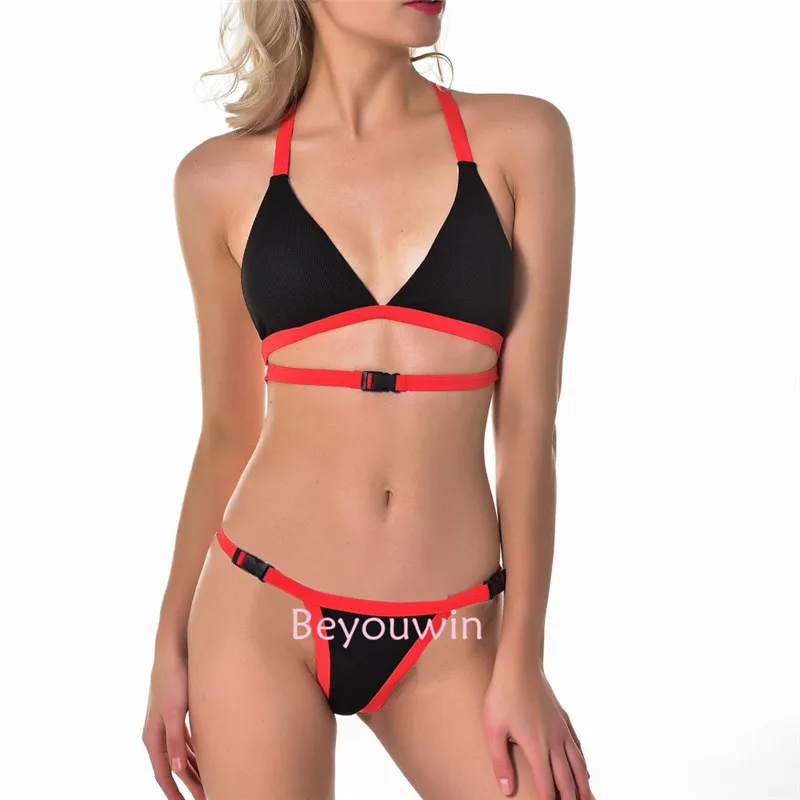 Модный женский купальник однотонный комплект с бюстгальтером хит продаж бикини