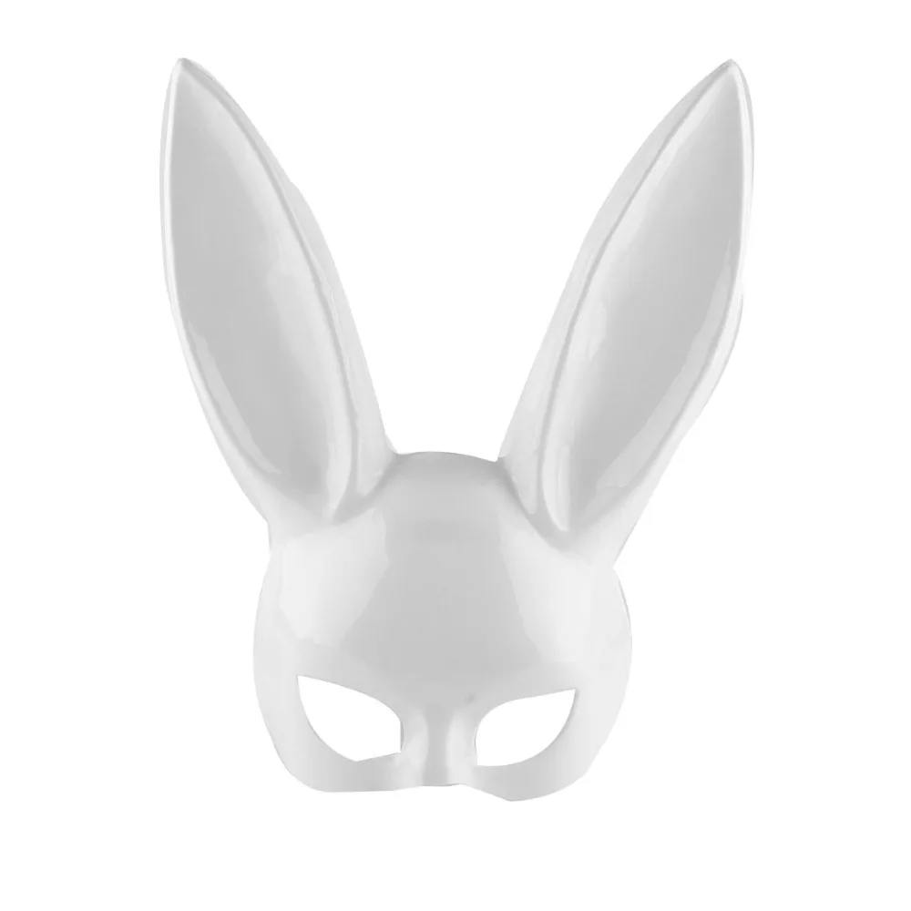 Женские маскарадные маски 1 шт. белые черные длинные ушки кролика полумаска для