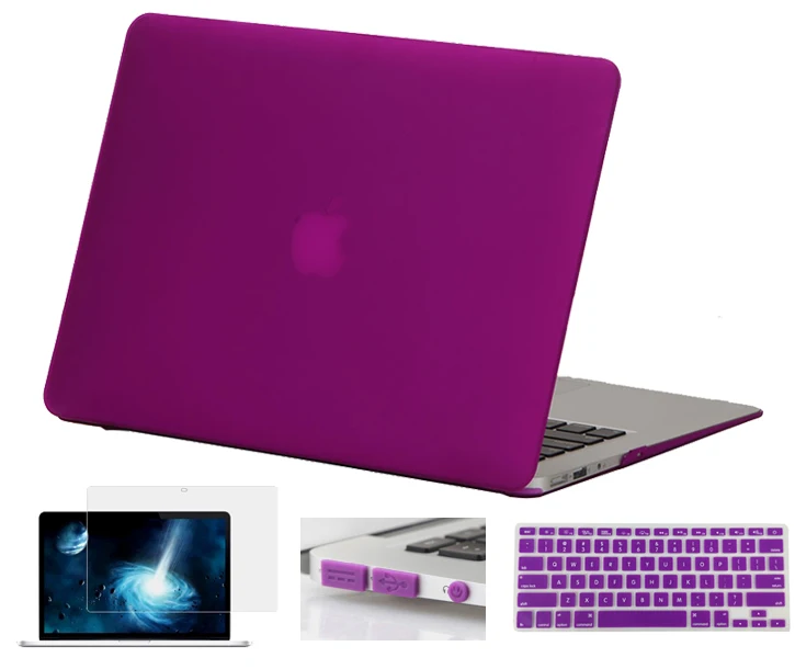 4в1 жесткий матовый чехол для Macbook Air 11 Air 13 Pro 13 15 Touchbar новинка retina 12 13 15 клавиатура кожа+ защита экрана - Цвет: Pansy