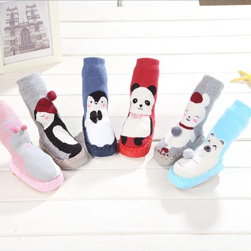 Thick Terry Toddler Indoor Floor Socks Baby Winter Ankle Kids Girl Newborn Rubber Sole Anti-Slip Cartoon Funny | Детская одежда и