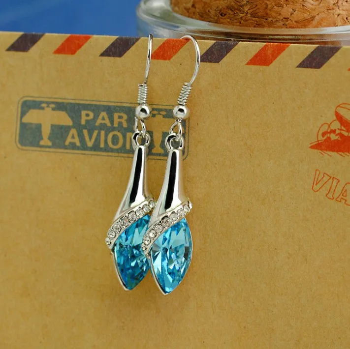 Женские серьги капельки из серебра 2020 пробы с кристаллами|crystal earrings|crystal earrings
