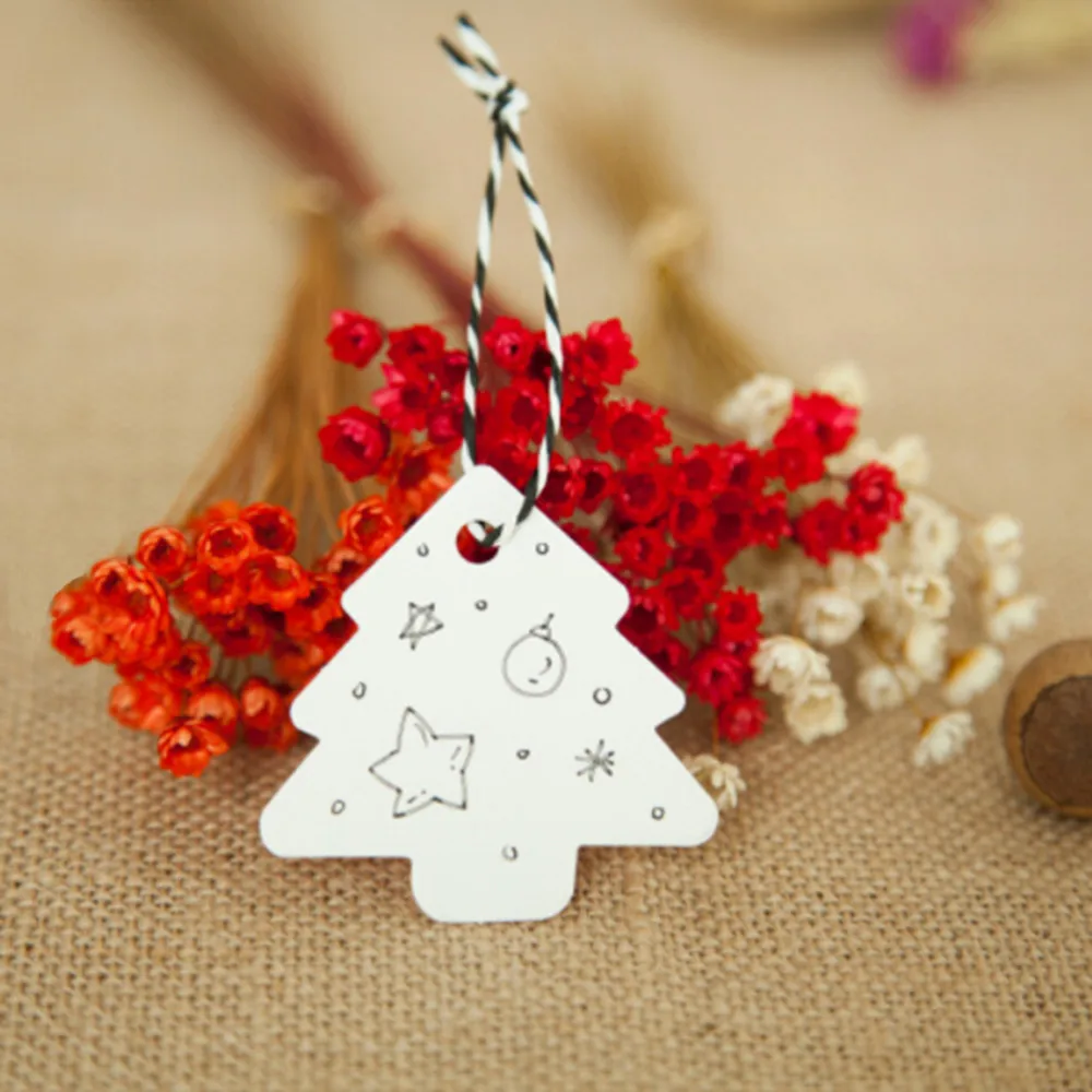 50 шт 5,5*5,4 см DIY крафт Рождественская елка форма Висячие бирки Рождественская вечеринка украшения подарочные бумажные карточки бирки этикетки