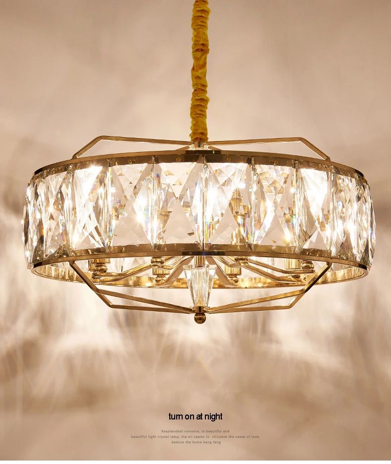 

LED Modern Crystal Chandeliers American Luxury Crystal Chandelier Lighting Fixture Round Hotel Dining Room Living Room Lamps