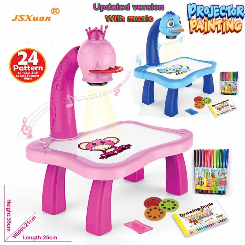 JSXuan,, обновленные игрушки для рисования, 3 в 1, головоломка, проекция, нарисованный мультфильм, для детей, для раннего обучения, живопись, стол, подарок