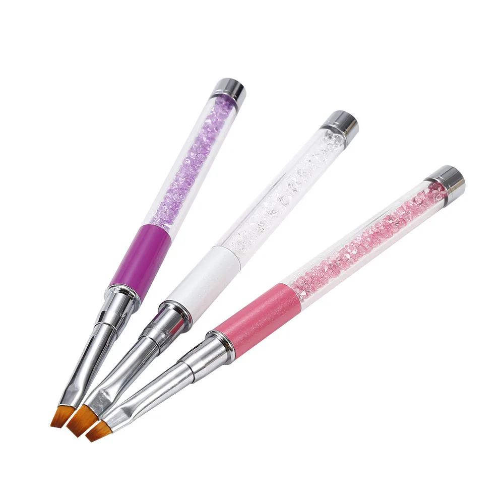 3 шт. акриловая кисть для дизайна ногтей ручка из горного хрусталя УФ-гель размера