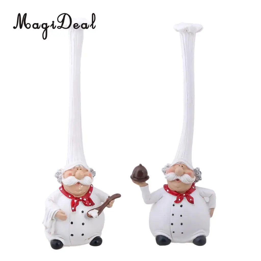 2pcs Italian Chef Figurines Kitchen Dining Bar Counter Top Decor Cooking Statue Collectible Housewarming Gift | Дом и сад