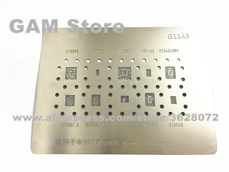 

HI6422 6522 6523 6551 6553 6555 6561 6421GFC BGA Stencil For Huawei Power IC BGA Soldering Direct Heating Template G1143
