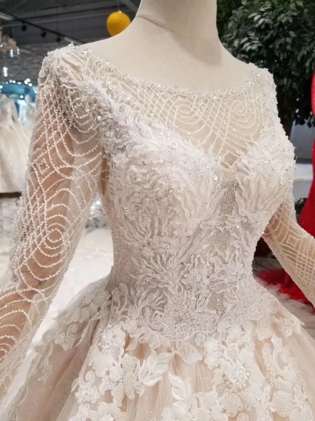 Свадебное платье цвета шампанского с кружевными кристаллами Vestido De Noiva