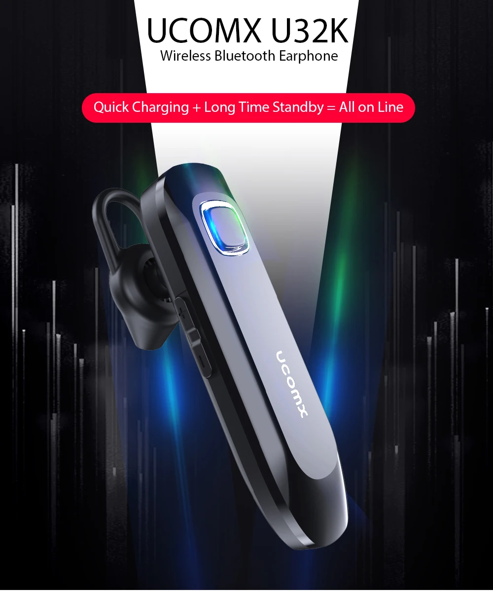 UCOMX U32K, Bluetooth наушники, беспроводные наушники, ушные крючки, Bluetooth гарнитура с микрофоном, громкая связь, наушник для iPhone, huawei, Xiaomi