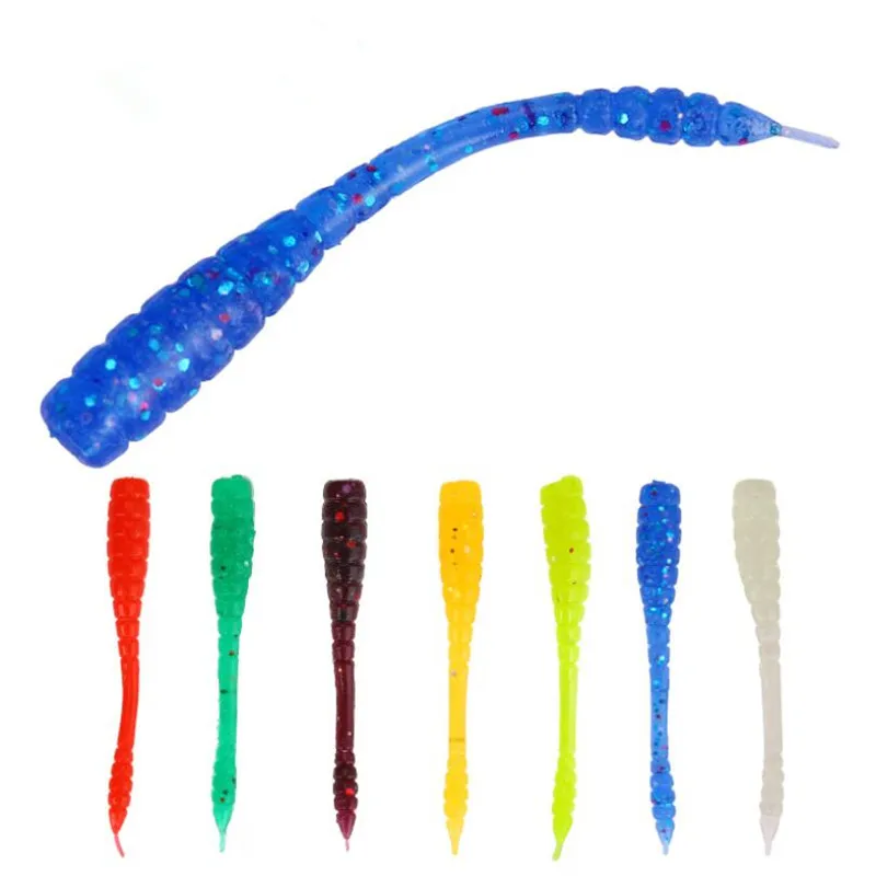 

10 Pcs Soft Bait Fishing Worms Larvae 45mm 0.4g Aritificial Wobblers Swimming Silicone Bass Bait for Jerking Fishing Tackle