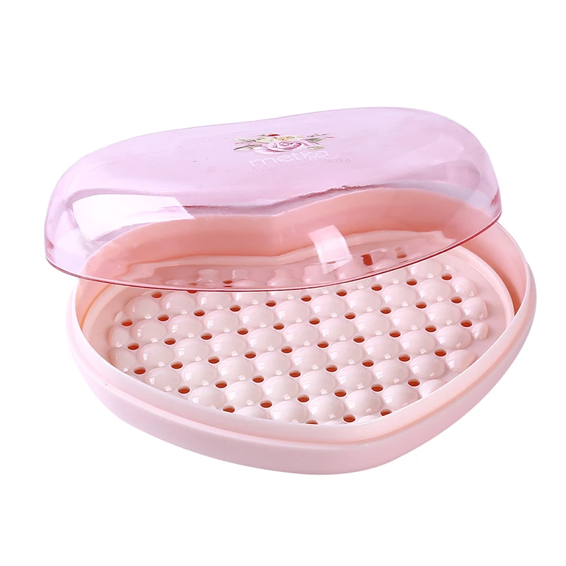 Портативный пластиковый держатель для мыла в форме сердца с крышкой