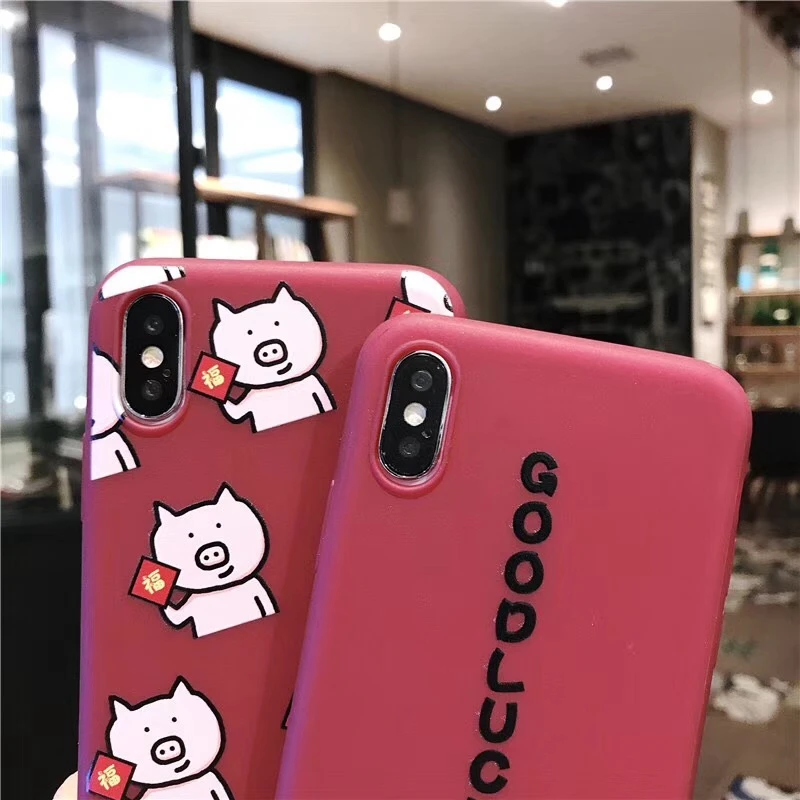 Мягкий чехол для телефона Xwmaki в китайском стиле из ТПУ Iphone Xsmax X 7 8 Plus поросенок