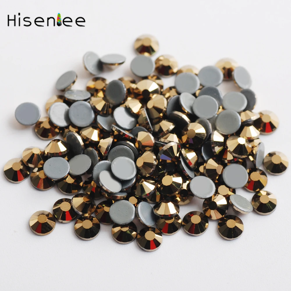 Hisenlee AAAA SS3 ~ SS30 Aurum золото гематит стекло драгоценный камень Горячая фиксация