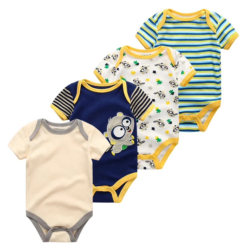 baby boys clothes37 Летняя одежда из хлопка для новорожденных, 4 шт./партия комбинезон с коротким рукавом для мальчиков и девочек с рисунком единорога Roupas de bebe, хлопок - Цвет: baby boys clothes37