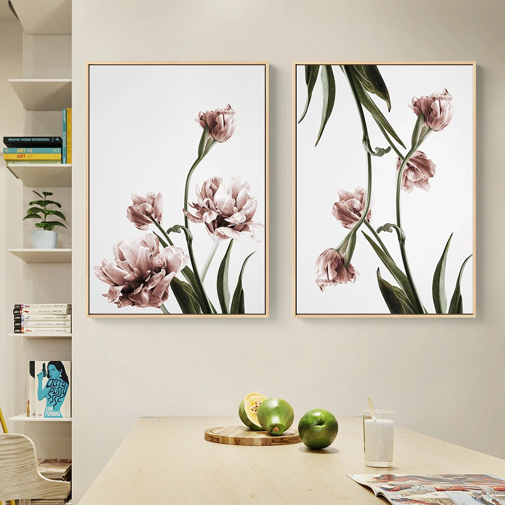 Nordic beauty life Pink Flowers Canvas Painting Romantic wall print Posters Pictures for Living Room Home Decor No Frame | Дом и сад
