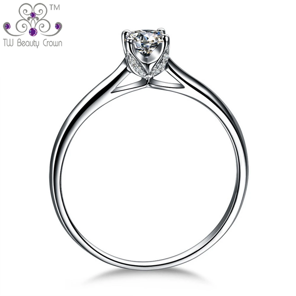 Женское классическое свадебное кольцо из серебра 2017 пробы с белыми кристаллами и