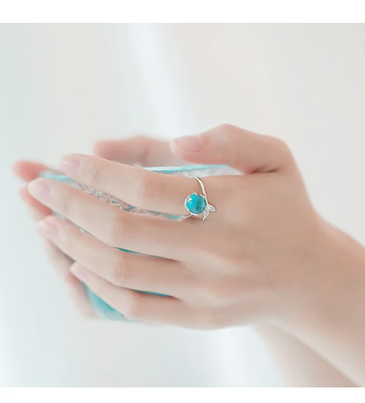 Богемные кольца из настоящего серебра с хвостом русалки подарки для женщин