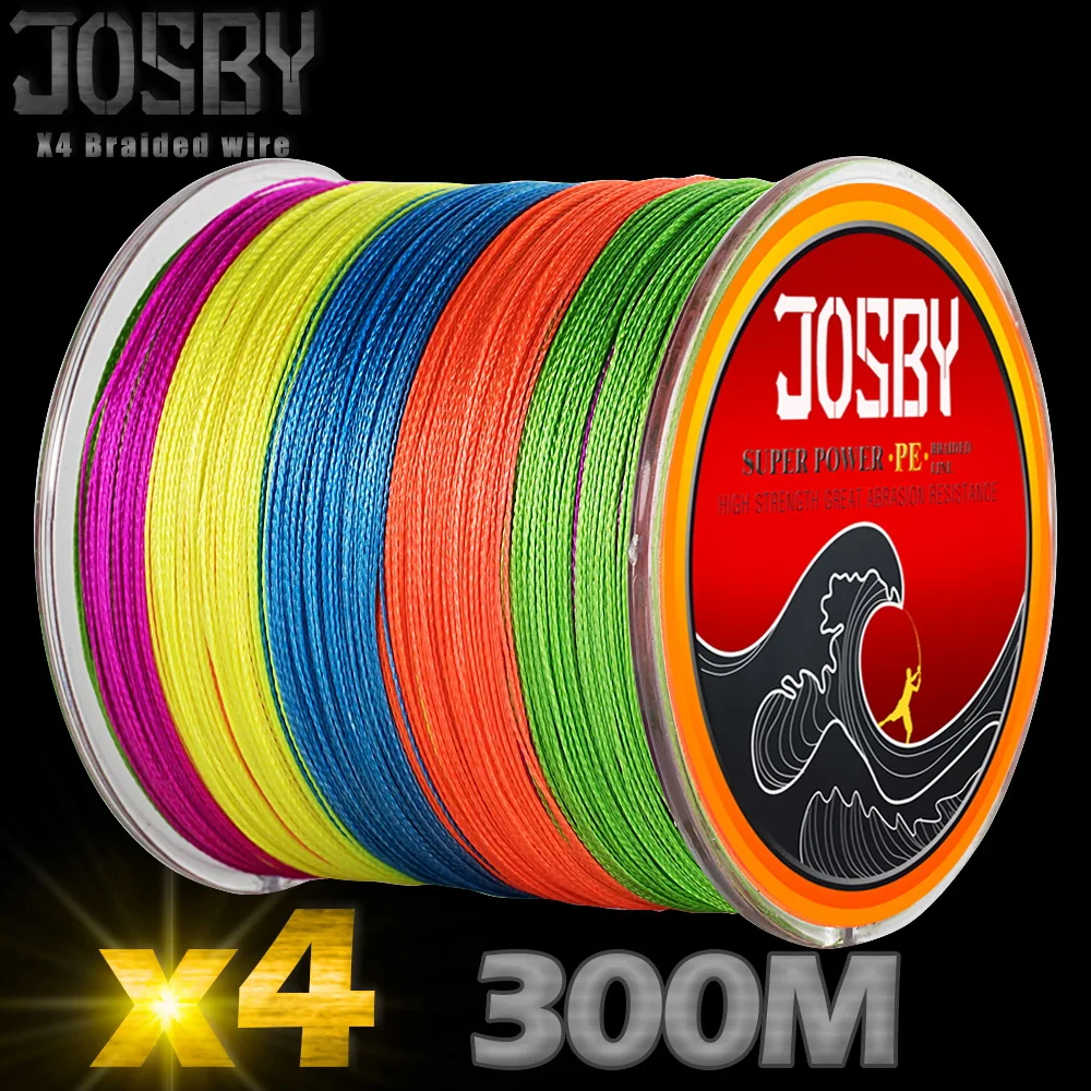 Рыболовная плетеная леска JOSBY 4 нити 300 м прочная мультифиламентная шт. для ловли