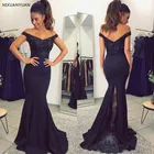 Черный Русалка вечернее платье 2021 с вырезом лодочка со спущенными плечами атласные длинные вечерние платья Дешевые Свадебное платье Vestido De Festa