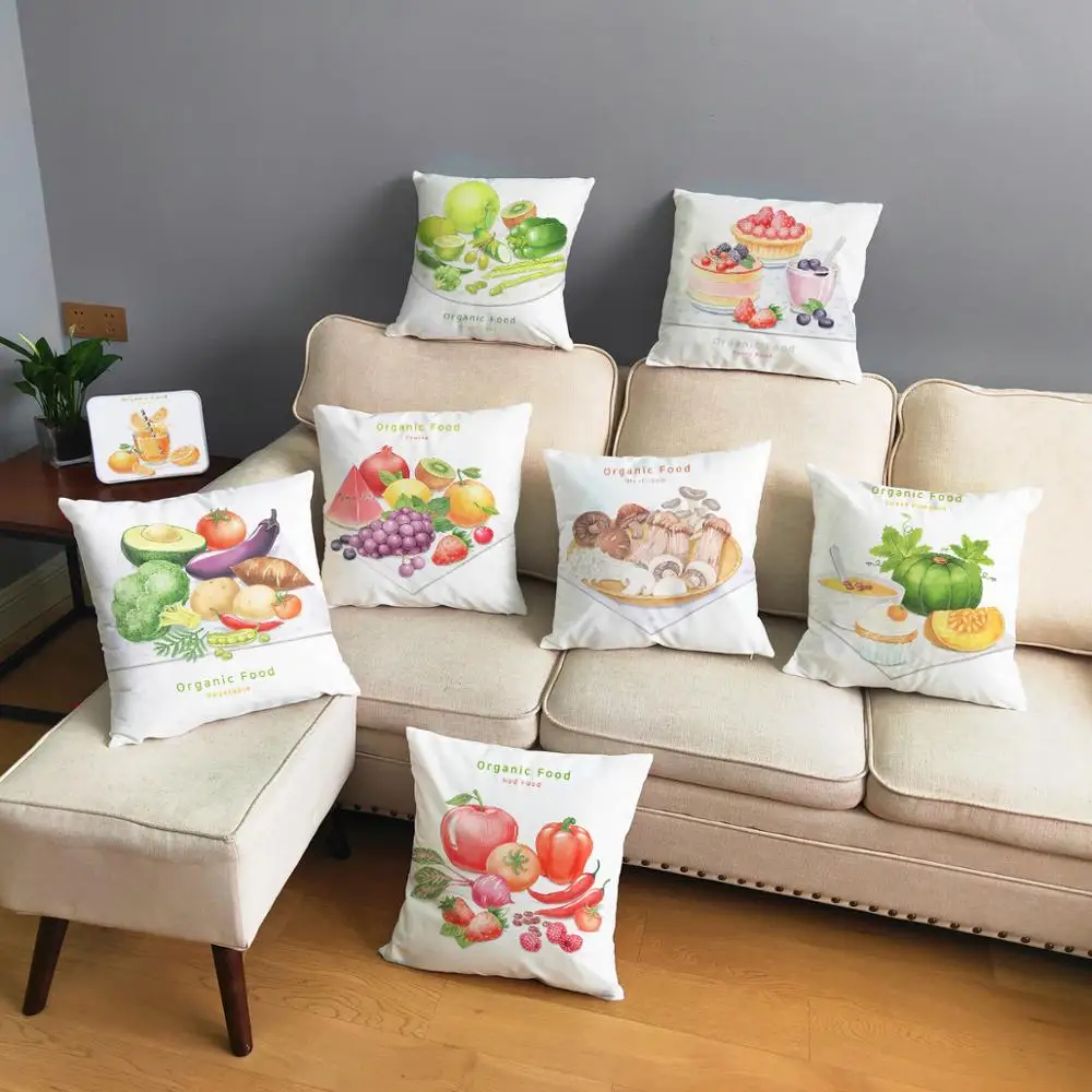 

Наволочка Orangic с едой, короткая плюшевая наволочка для подушки, автомобильный диван, домашний декор, наволочки для подушек с фруктами и овощ...