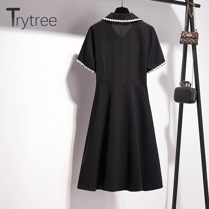 Trytree Лето Осень Платье женское повседневное одноцветное платье с коротким