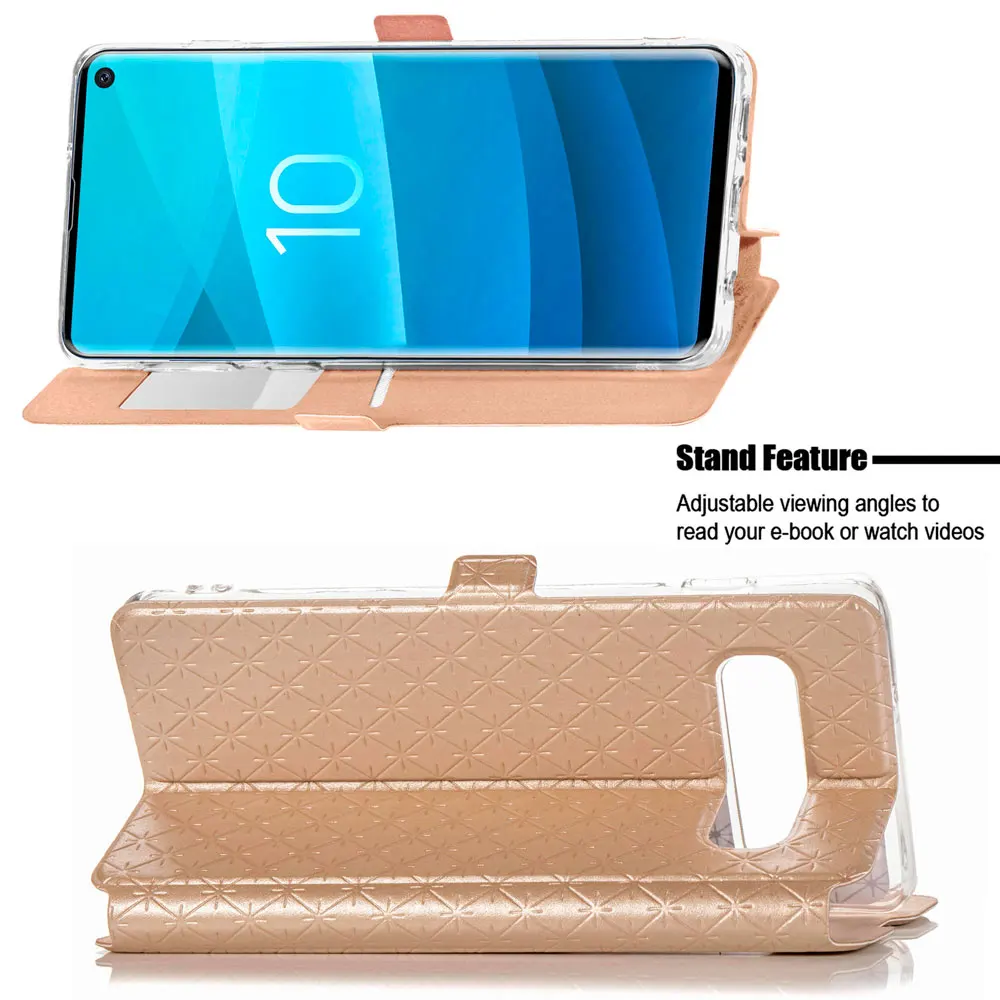 Чехол для SAMSUNG S10 PLUS с окошком и подставкой чехол LITE S10PLUS S10e из ТПУ искусственной