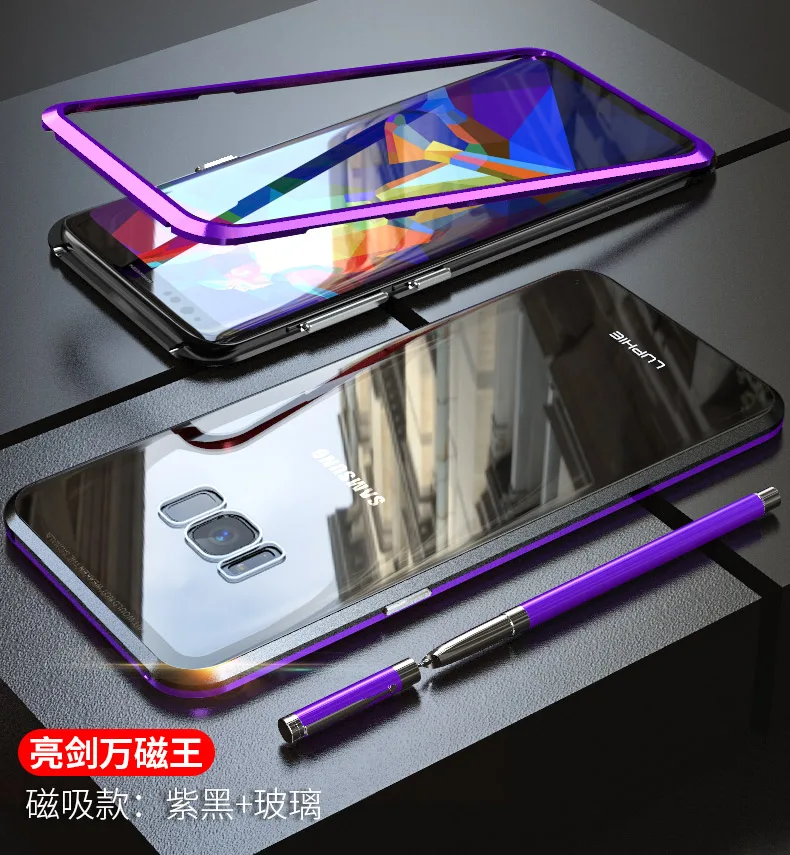 Магнитный металлический чехол LUPHIE для samsung Galaxy S9 S8 Plus Note 9, Магнитный чехол-бампер, прозрачная стеклянная крышка для samsung Note 9, чехол
