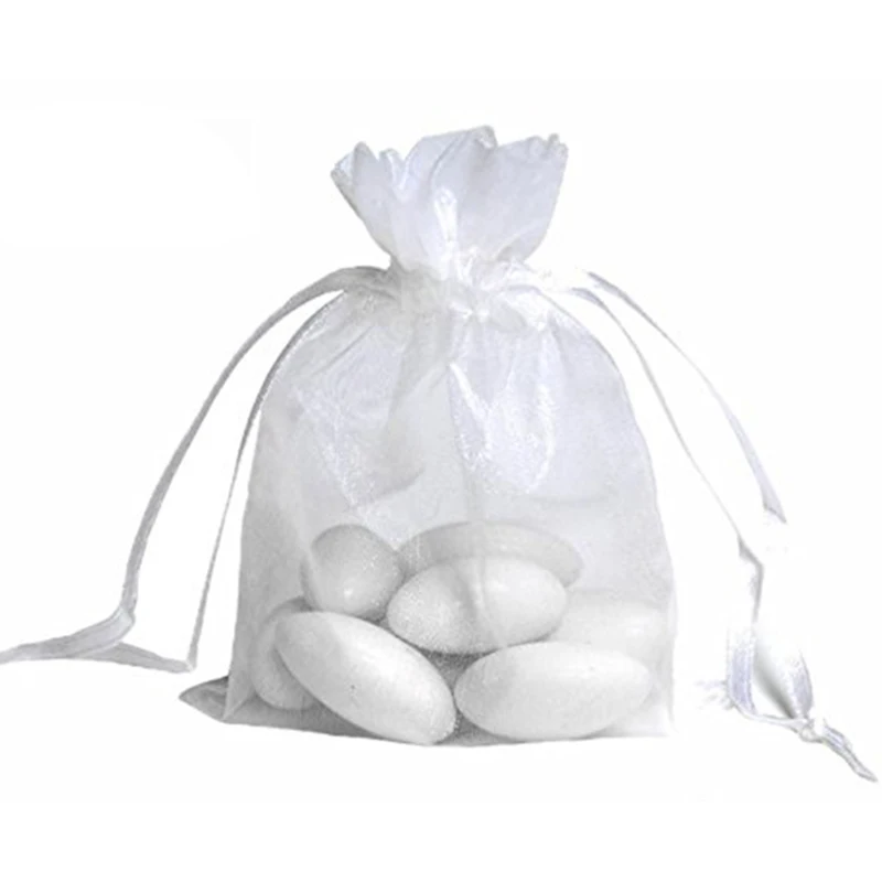 

Горячая Распродажа 100 шт. белые Подарочный мешочек из органзы Мешочки для конфет, Jerellry, 10 см x 13 см