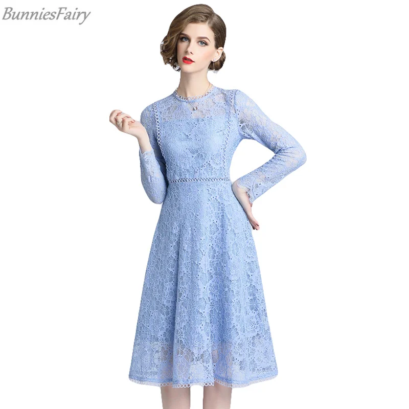 BunniesFairy 2019 весенние женские знаменитости сладкий элегантный голубой свежий