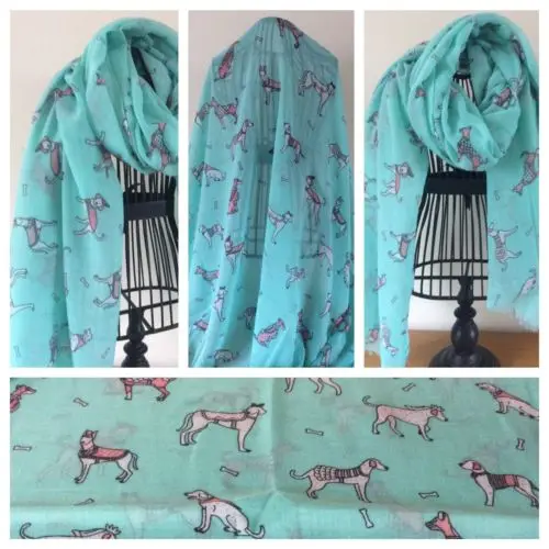 

Dalmatian greyhound Labrador dog Scarf New design 2018 turquoise gift