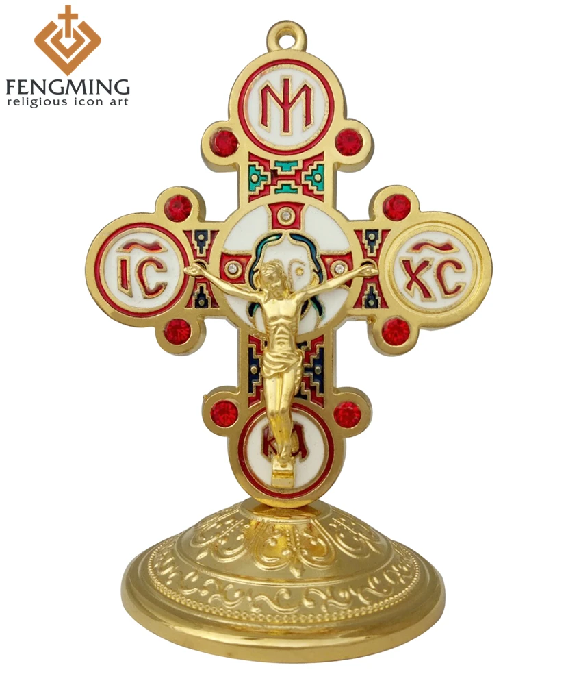 Дешевые кресты ST Benedict Crucifix Jesus золотые религиозные украшения металлические
