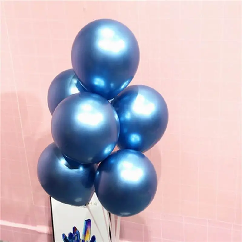 round blue 10 шт шары из латекса цвета металлик Длинная Форма Металл Хром волшебное завязывание скручивание шар балон Свадебные предметы для украшения дня рождения - Цвет: round blue
