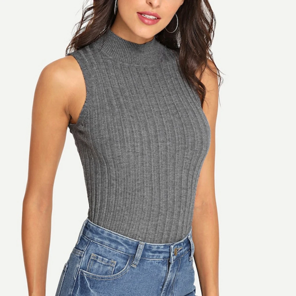 Fashion Top Casual Women Summer High Neck Vest Sleeveless Tank Tops Sexy Ladies Solid Color One Size Clothing 8 Colors | Женская одежда