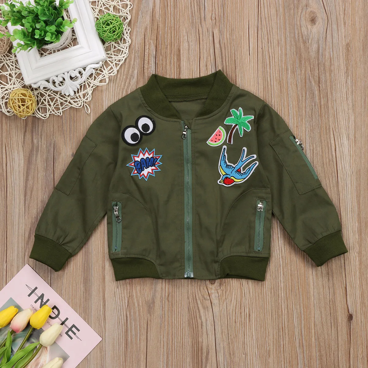 Canis 2017 Cute Child Kids Girls Army Green Coat Autumn Winter Warm Cartoon Jacket Casual Outerwear Fashion 2-8Year | Мать и ребенок