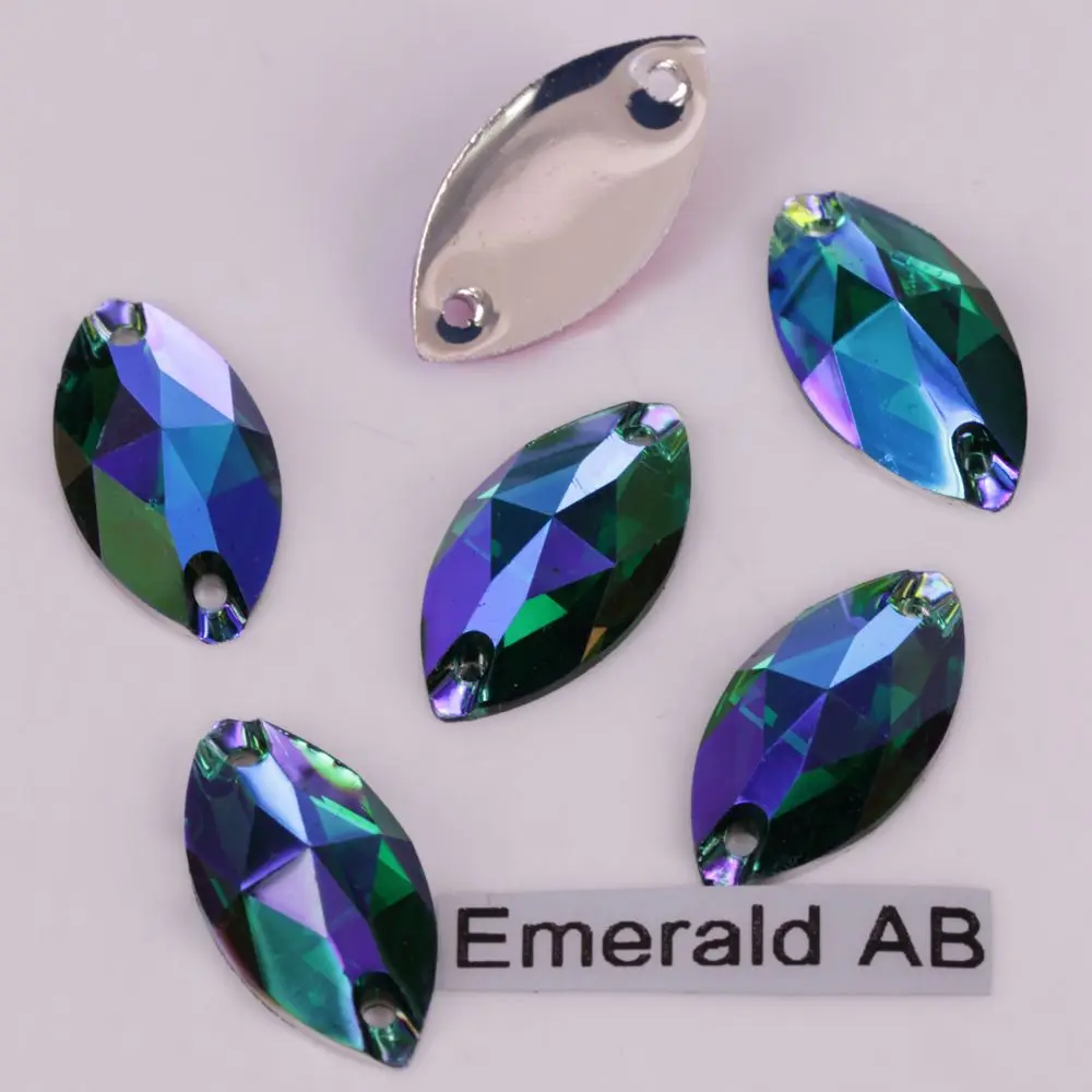 Emerald AB Хорошее качество 6x12,7x15,9x18,11x24,17x32 мм Цвета AB маркиза с плоской задней частью смолы на камнях - Цвет: Emerald AB