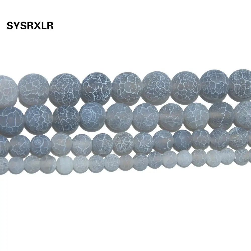 Бесплатная доставка круглые бусины из натурального камня серые Агаты с морозным