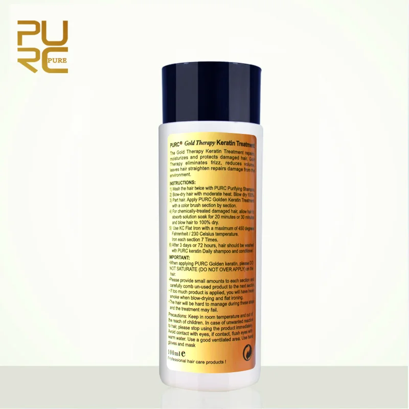 Кератиновый выпрямитель для волос PURC Gold 100 мл + очищающий шампунь новая формула