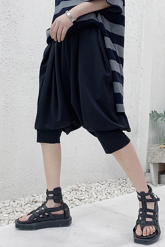 

M-XL!! Summer Dark Personality Wild Men Loose Casual Pants Hair Stylist Youth Harlan Cropped Pants Lantern Pants.