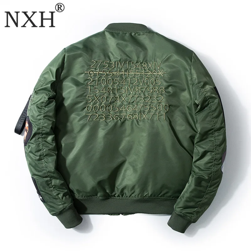 High Street Bomber куртки для мужчин MA1 вышивка молния куртка уличная хип хоп одежда пилот