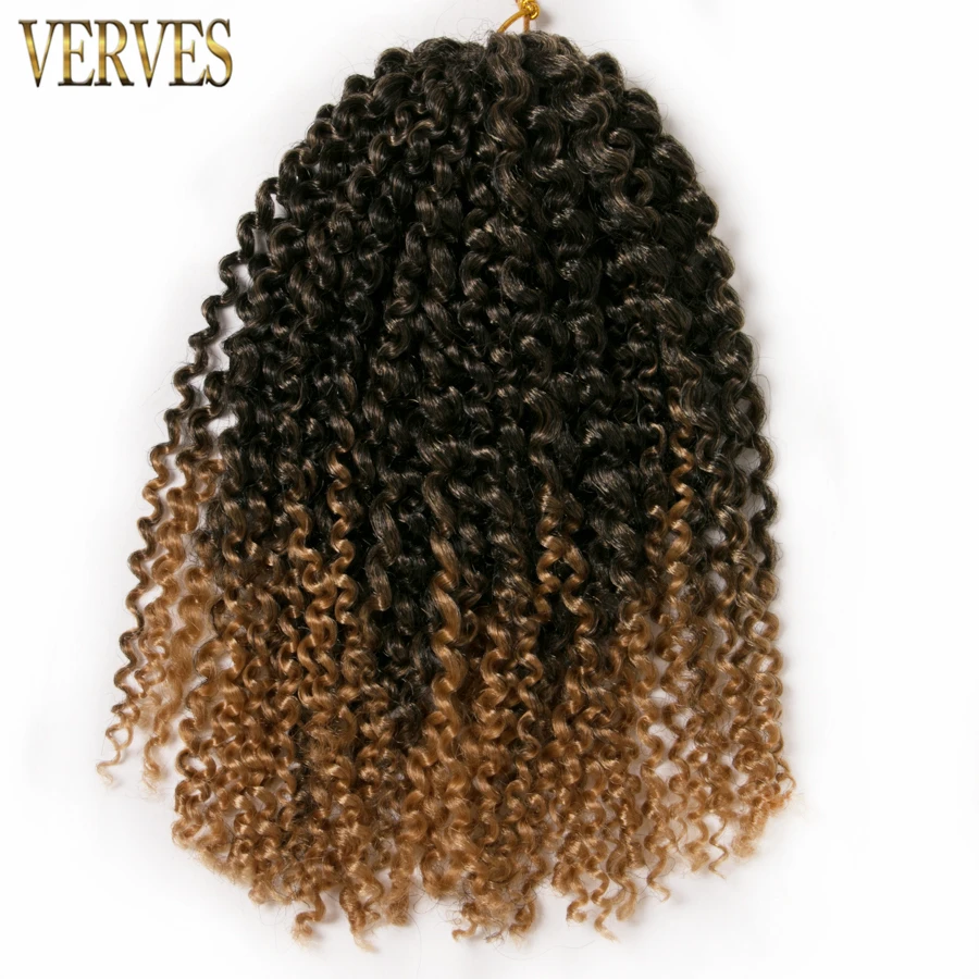 

VERVES 6 pack crochet braids hair 60g/pack synthetic 12 inch curly Braid black brown,blonde ombre braiding hair extentions