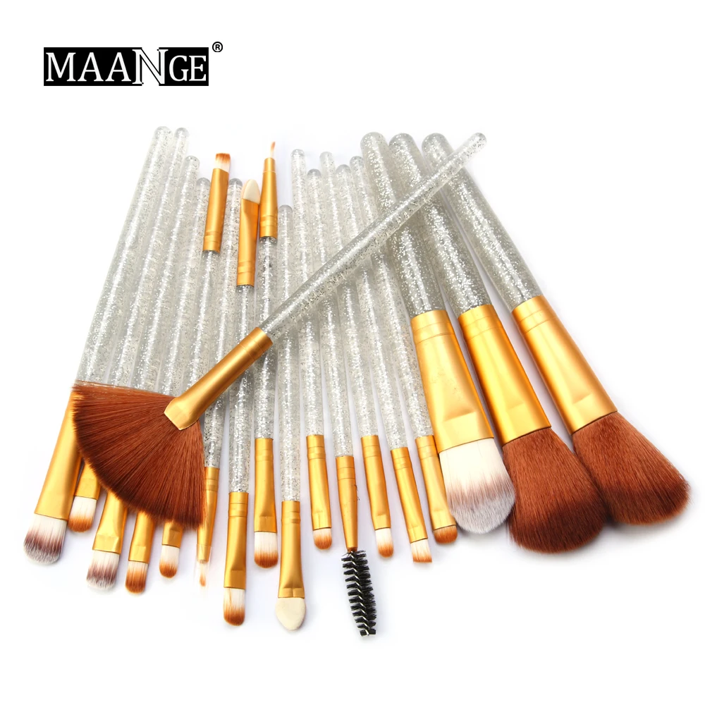 01 18pcs MAANGE 18/10 шт. наборы кистей для макияжа Подводка для глаз тени для век Кисть для основы пудра кисточка для профессионального макияжа инструмент Прямая поставка - Handle Color: 01 18pcs
