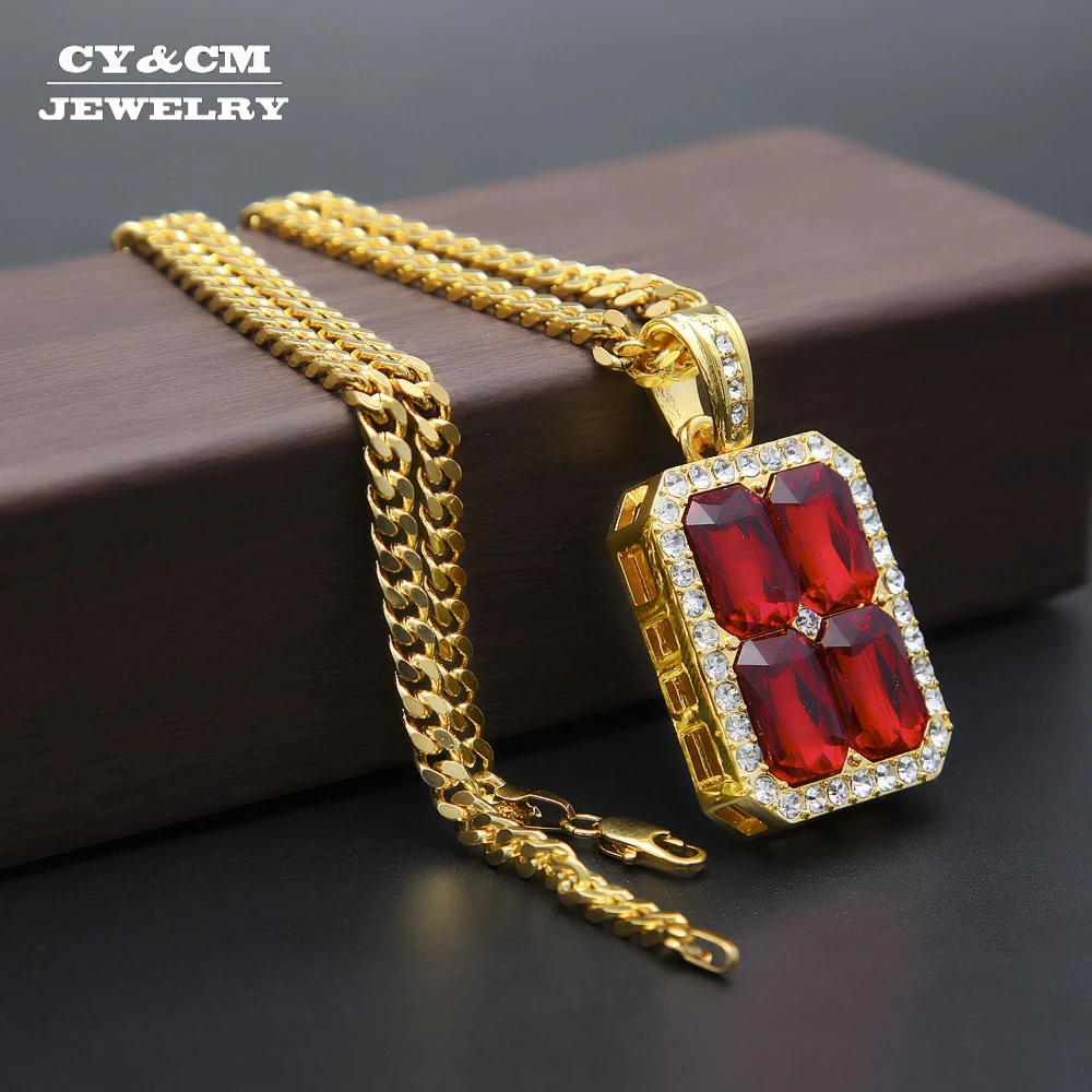 CY & CM хип хоп геометрический Лепесток Форма ожерелье Bling Iced Out Золотой квадратный