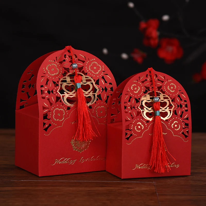 10 шт. свадебные подарочные коробки китайская коробка с кисточками полая